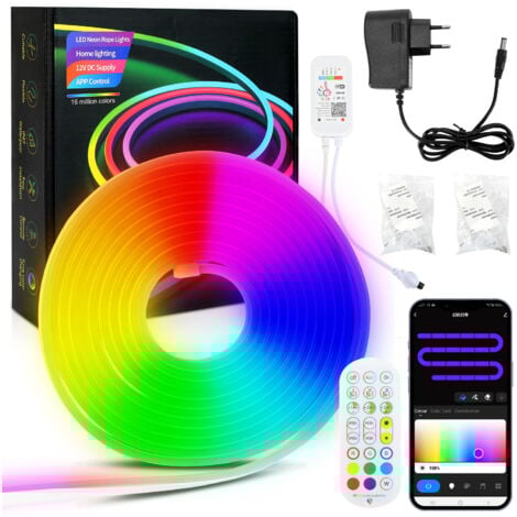 EINFEBEN Néon Bande LED 3M, RGBIC Ruban LED, Contrôle APP et Télécommande IR Étanche IP65 Flexible Étanche Silicone Bandeau Dimmable