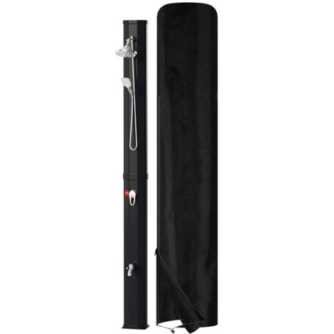 Douche Solaire D'extérieur + Douche à Pied Et Pomme De Douche Noir Argent 40 L