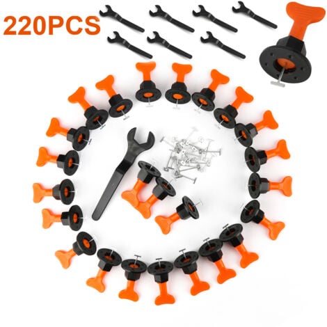 EINFEBEN Kit de Nivellement pour Carrelage 220x niveleur de carrelage avec clé spéciale, kit de nivellement de carrelage réutilisable