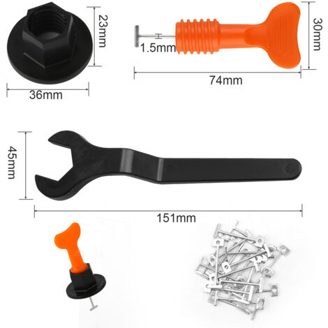 EINFEBEN Kit de Nivellement pour Carrelage 220x niveleur de carrelage avec clé spéciale, kit de nivellement de carrelage réutilisable