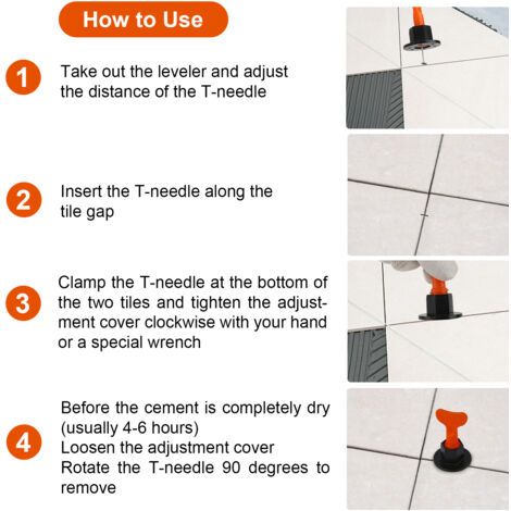 EINFEBEN Kit de Nivellement pour Carrelage 220x niveleur de carrelage avec clé spéciale, kit de nivellement de carrelage réutilisable