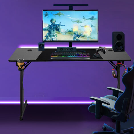 LARS360 Bureau Gaming Table De Jeu Ergonomique Avec Surface LED En