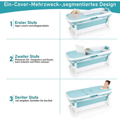 EINFEBEN Baignoire pliable pour adulte Baignoire portable avec Couvercle amovible pour petite salle de bain XXL 149 x 60 x 50 cm