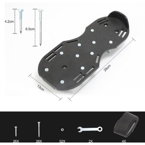 URAQT Sandales Aérateur Pelouse – Chaussures à Pointes 42 Mm Avec 26 Clous Acier, Réglables, Noir