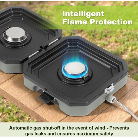 Réchaud 2 Brûleurs Portable Réchaud Camping Propane 2 Brûleurs 17000 BTU Pliable Avec Sac Réchaud Pliable Propane