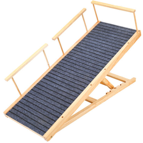 Rampe Pliable Antidérapante Pour Chien Et Chat - Réglable En Hauteur (19,5 à 41 Cm) - Pour Canapé, Lit, Voiture - Cadre En Pin Renforcé