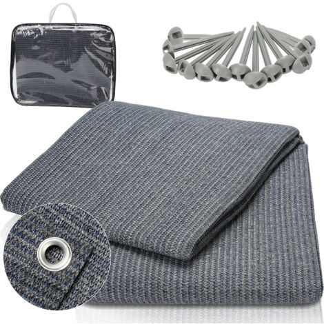 WILDGÅRD Tapis d'extérieur - Bleu/Gris - Différentes tailles - 300 x 500 cm - Tapis pour véranda pour camping / caravane/camping-car sac de transport, gants de jardinage et 8 piquets en WILDGÅRD Tapis d'extérieur - Bleu/Gris - Différentes tailles - 300 x 500 cm - Tapis pour véranda pour camping / caravane/camping-car sac de transport, gants de jardinage et 8 piquets en