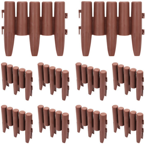 Bordure De Jardin Cellfast Palissade Marron 2,4m - 10 Pièces Flexibles Texture Bois Pour Délimiter Pelouse Et Massifs