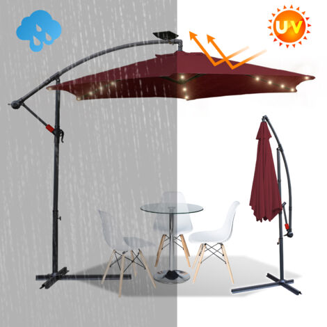 KINGSLEEVE® Parasol Déporté 330cm Anthracite Pare-soleil En Aluminium