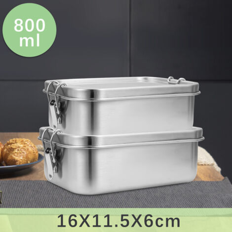 Marjoramy Boîte à Lunch En Acier Inoxydable 1400ml - Boîte Repas Métal Avec 2 Compartiments - Étanche Et Anti-Fuites - Sans BPA - Cloisons Amovibles - Pour Adultes & Enfants