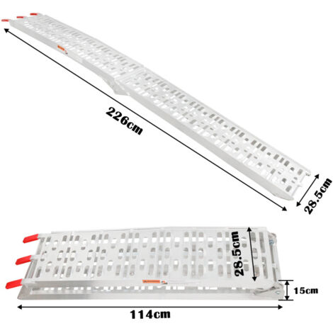 2 Rampes De Chargement Moto ATV Aluminium 192 Cm - Charge Jusqu'à 364 Kg - Rail D'Accès Antidérapant Robuste