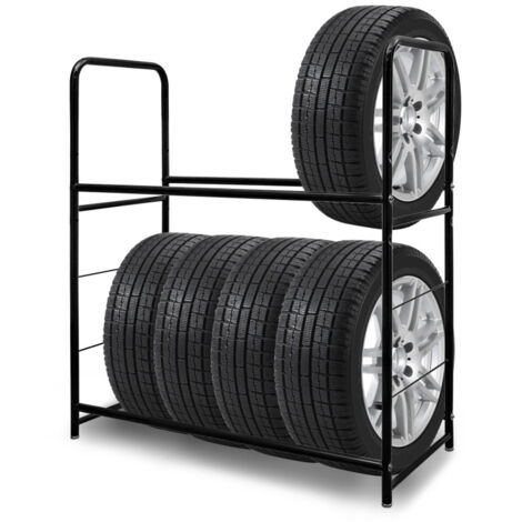 Support De Rangement à Roulettes Pour 4 Pneus - Capacité 300kg - Pour Garage, Atelier, Extérieur - Rouge