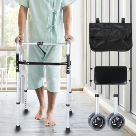 Déambulateur | Pliable | Aluminium | Freins sur les poignées | Siège