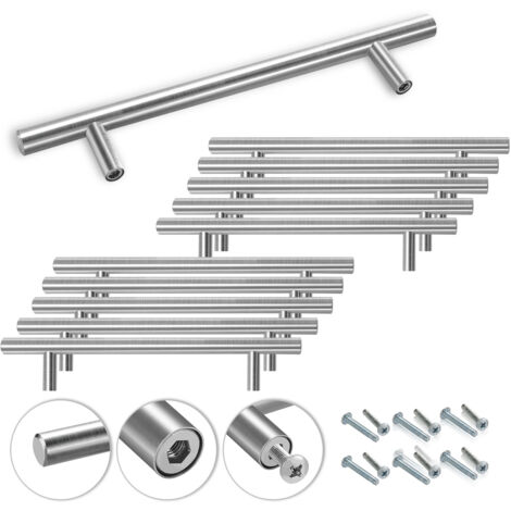 QWORK® 10 Pièces Poignee De Meuble Cuisine Argent, Poignées D'armoires De Cuisine, Acier