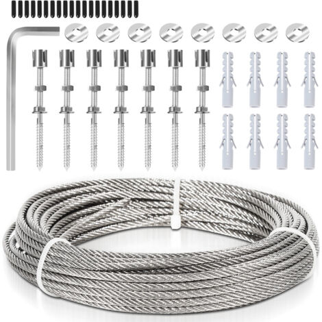 Support Murale Acier Inoxydable Kit Câble Acier Inoxydable 12m Pour Plantes Grimpantes - Support Murale 304 - 8 Tendeurs Inclus Câble Inoxydable 304 3mm Jardin Support Murale Acier Inoxydable Kit Câble Acier Inoxydable 12m Pour Plantes Grimpantes - Support Murale 304 - 8 Tendeurs Inclus Câble Inoxydable 304 3mm Jardin