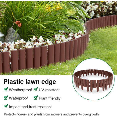 TolleTour Bordure De Pelouse Bois Effet Bordure De Parterre Bordure De Pelouse Pp Plastique Pour Jardin Prairie Lxh 25x23cm 50 Pieces14m Marron 83182032