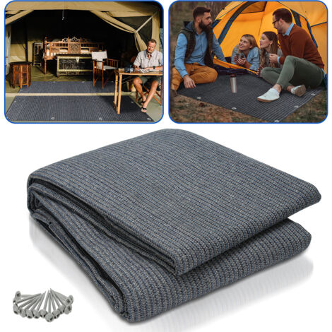 YRHome Tapis D'Auvent Extérieur Gris Bleu - Tapis De Sol Pour Camping, Tente, Camping-Car Et Pique-Nique, Plusieurs Tailles Disponibles
