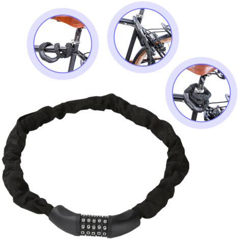 Cadenas à Chaîne Pour Vélo - Code à Chiffres 5 Digits - 6mm X 90cm - 5 Couleurs
