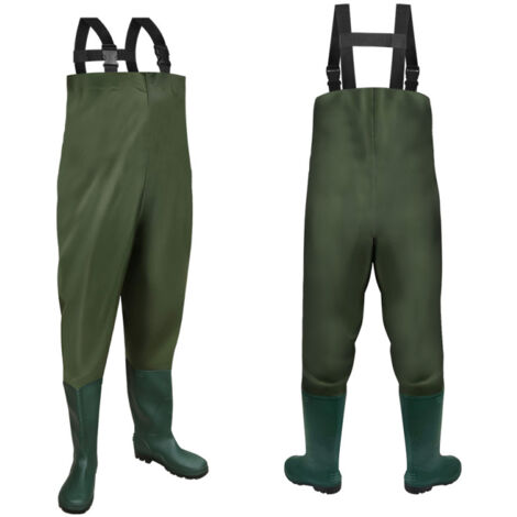 FortMen Watstiefel Pantalon de pêche pour homme avec bottes imperméables Taille 41-47, vert olive, 40 EU