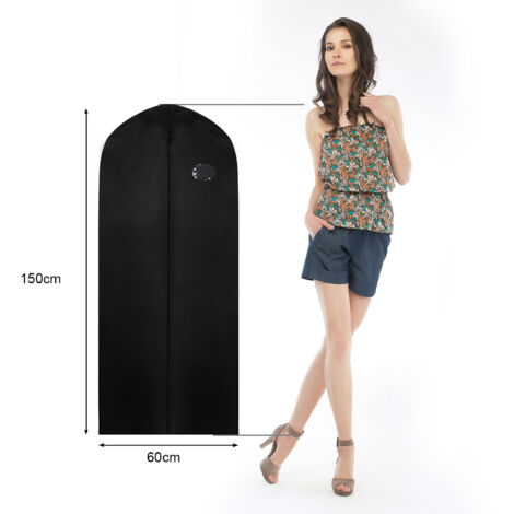 Housse Longue Anti-poussière Pour Robes, Manteaux, Costumes – 140 X 60 Cm, Fenêtre Transparente, Pliable – Noir