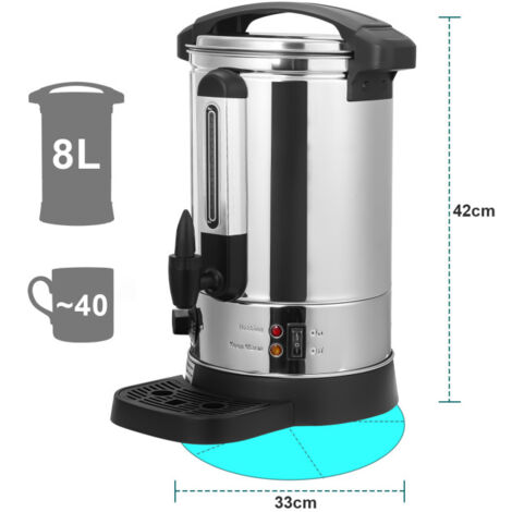 Distributeur De Boissons Chaudes AREBOS 6,8L - 950W, Réglage 30-110°C, Inox, Pour Thé, Café, Vin Chaud, Soupe
