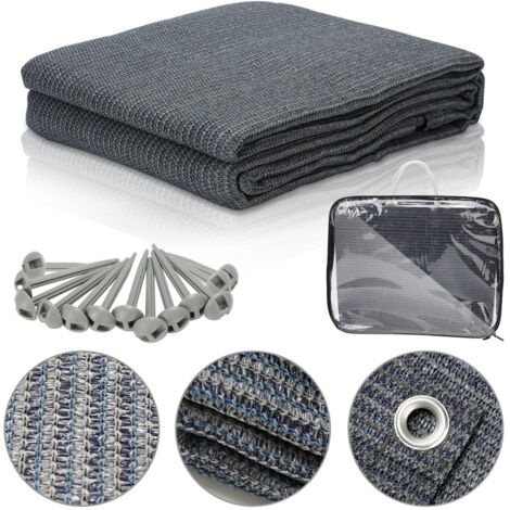 Tapis De Camping Pour Auvent Ou Tente - Taille 2,5x2,5m à 4x6m, Bleu-gris, Antidérapant - Sac Inclus