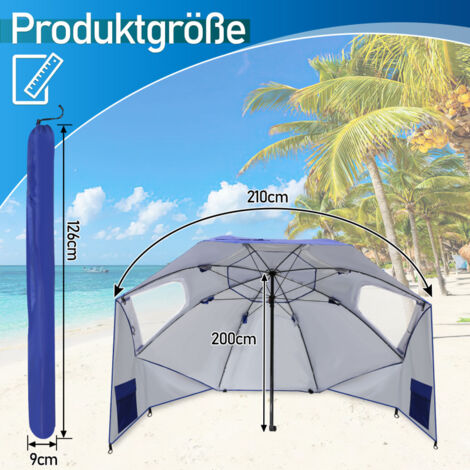 Abri De Plage Instantané Pop-up Portable - Parapluie Coupe-Vent Léger Pour 2 Personnes, Idéal Vacances Et Protection UV