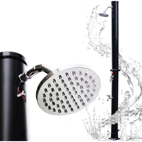 Douche Solaire Piscine PVC Fresh 8 - 20L Mitigeur Et Brumisateur Noir Et Argente