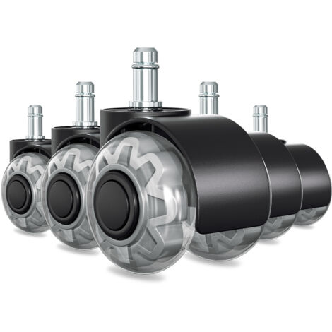 SaiXuan Lot De 5 Roulettes Pour Chaise De Bureau, 11 X 22 Mm Roues Pivotantes à 360°, Silencieuses Et Sans Rayures, Pour Sols Durs, Parquet, Tapis Et Stratifié, Pas Besoin De Tapis