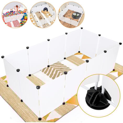 TolleTour Enclos Cage assemblage facile Clôture modulaire Parc pour petits animaux pour Cochon d’Inde. Lapin 12Pcs 35x45cm Blanc