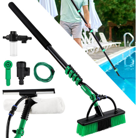 XDOVET Brosse De Lavage Télescopique De 7,2 Mètres, Brosse De Lavage Avec Poignée Télescopique, Barre Télescopique Extensible, Brosse De Nettoyage PV Pour Nettoyage De Fenêtres, Toit De Terrasse
