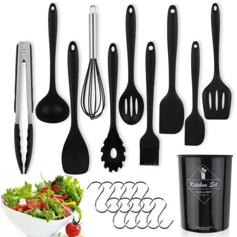 Set 15 Pièces Ustensiles Cuisine Silicone - Sans BPA, Anti-rayures, Résiste à 210°C, Avec Pot De Rangement