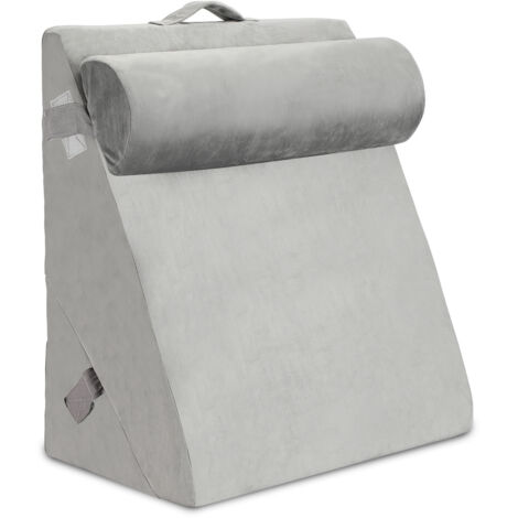 Oreiller De Lecture Pour Lit – Coussin Dorsal Réglable Avec Accoudoirs Et Appui-tête – Mousse Haute Densité – Bleu/blanc - 9