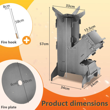 Poêle à Fusée Docybuty - Poêle à Bois Portable Pour Camping Et Cuisson - Taille M