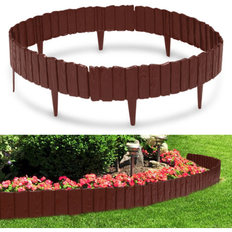 Bordure De Jardin En Plastique UISEBRT - Aspect Rotin - 50 M X 20 Cm - Marron - Décoration Pelouse