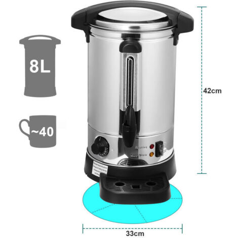 TolleTour Distributeur De Boisson Chaudes Chaudière à Eau 8L 40 Tasses The Cafe Soupe Dispositif Thermostat Reglage De La Temperature 30 110c 1500w 76464766