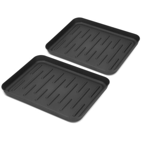 3 Plateaux Égouttoirs Chaussures En Plastique Noir - Bacs Multi-usages Pour Entrée Et Extérieur