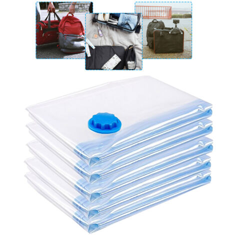 Lot De 10 Sacs De Rangement Sous Vide 40x60 Cm - Joint Bleu Transparent, Pour Vêtements, Literie