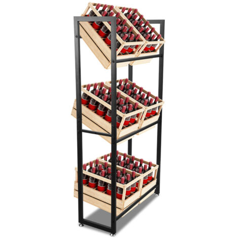 Support Pour Caisses De Bouteilles Osaka - 4 Niveaux (200x40x30 Cm) - Acier, Charge 100 Kg/étage