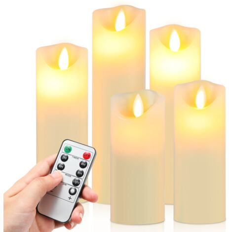 Goobay Bougies LED Sur Tige Avec Télécommande / Lumière Chaude / Bougies LED En Cire Véritable Flamme Vacillante / Lot De 5 / Blanc 49867 En Destockage Et Reconditionné Chez