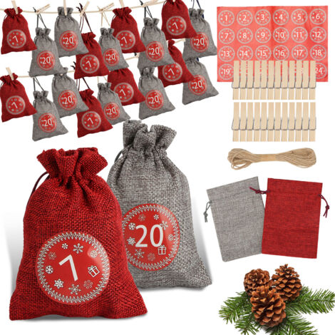 BETESSIN Calendrier De L’Avent Vide 2024 - 24 Boîtes Cadeau DIY 7x7x7cm à Remplir Noël