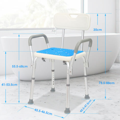 LandTale Tabouret De Douche Avec Dossier Réglable - Siège Bariatrique Jusqu'à 226 Kg