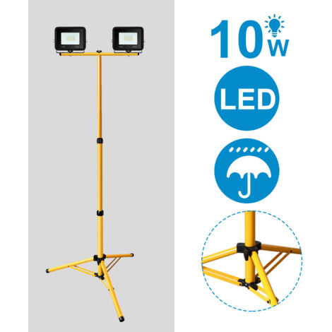 Projecteur LED 2x10W Avec Trépied - Blanc Froid - Éclairage Sécurité Extérieur VidaXL - Neuf