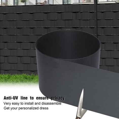 SWANEW 10X Écran d'intimité en PVC rigide Bandes d'écran d'intimité Bandes d'écran d'intimité Tapis à double barre Panneau de clôture Clôture sur mesure Tapis à double Bandes Coupe-vent - gris