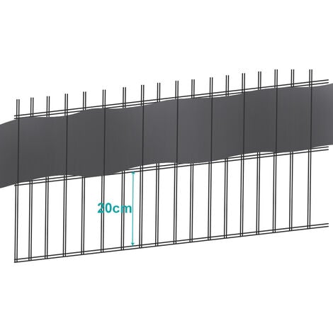 SWANEW 10X Écran d'intimité en PVC rigide Bandes d'écran d'intimité Bandes d'écran d'intimité Tapis à double barre Panneau de clôture Clôture sur mesure Tapis à double Bandes Coupe-vent - gris