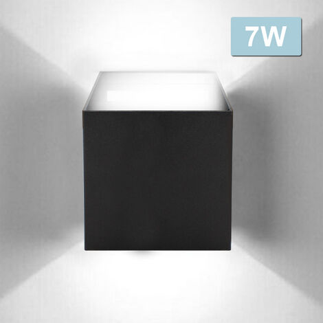 SWANEW Applique Murale LED Extérieure Moderne IP65 Escalier Couloir Lampe Carré Up Down Lumière Déco 7W Noir Blanc Froid