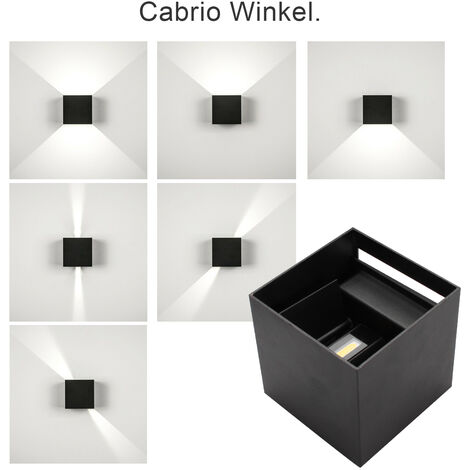 SWANEW Applique Murale LED Extérieure Moderne IP65 Escalier Couloir Lampe Carré Up Down Lumière Déco 7W Noir Blanc Froid