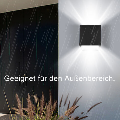 SWANEW Applique Murale LED Extérieure Moderne IP65 Escalier Couloir Lampe Carré Up Down Lumière Déco 7W Noir Blanc Froid