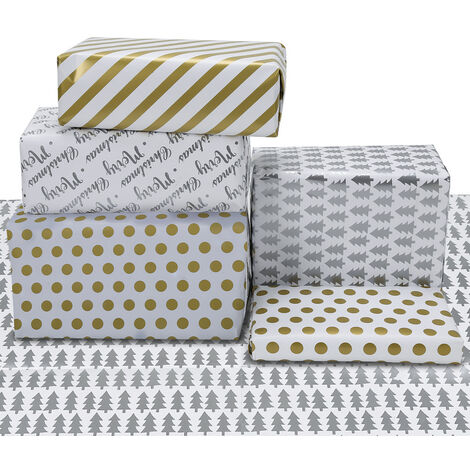 Rouleaux Papier Cadeau Noël Vert - 3 Rouleaux 43cm X 3m - Motifs Traditionnels - Recyclable