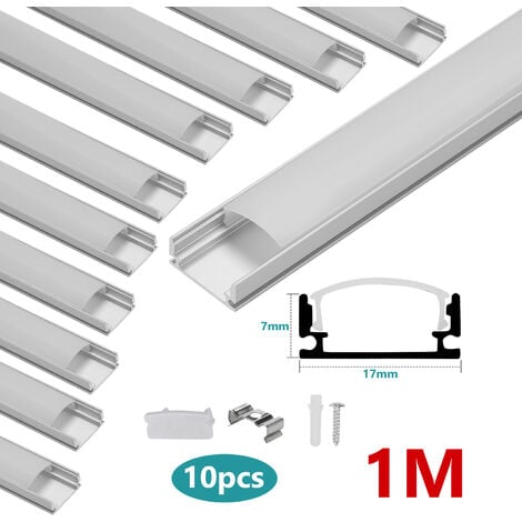 10x1m Profilé Aluminium LED Angle Anodisé Diffuseur laiteux pour Ruban  Bande LED Couvercle Blanc Opaque Forme